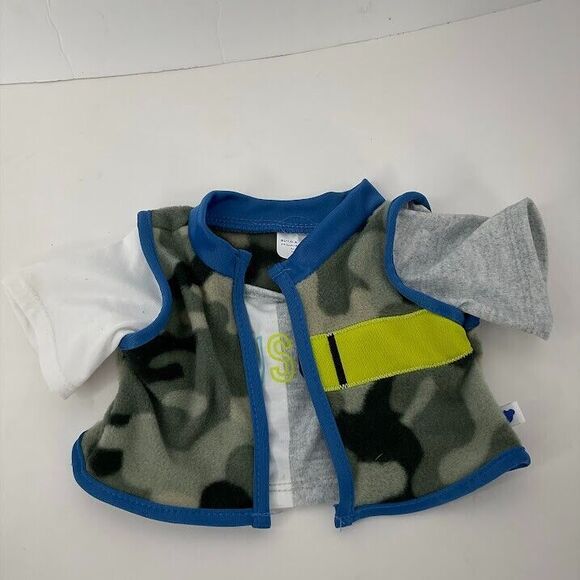 Build A Bear Vest Top Pawsome T Shirt Camoflauge Fleece Trim Purple Reflective - Picture 1 of 9